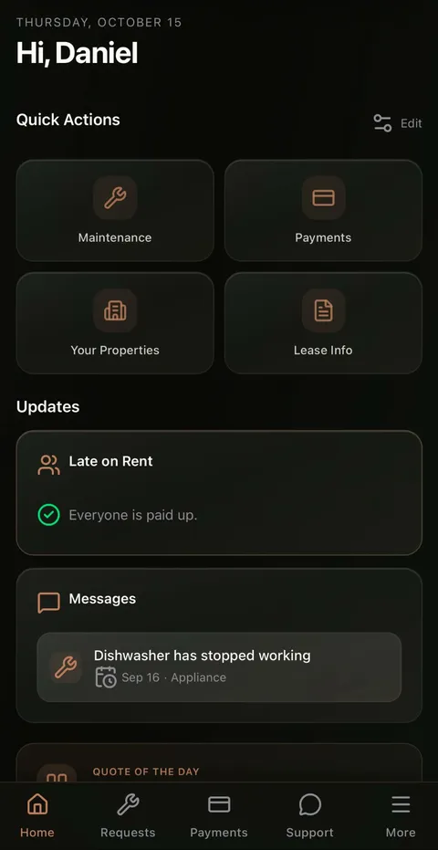 The FRME app on a phone: everyone is paid up